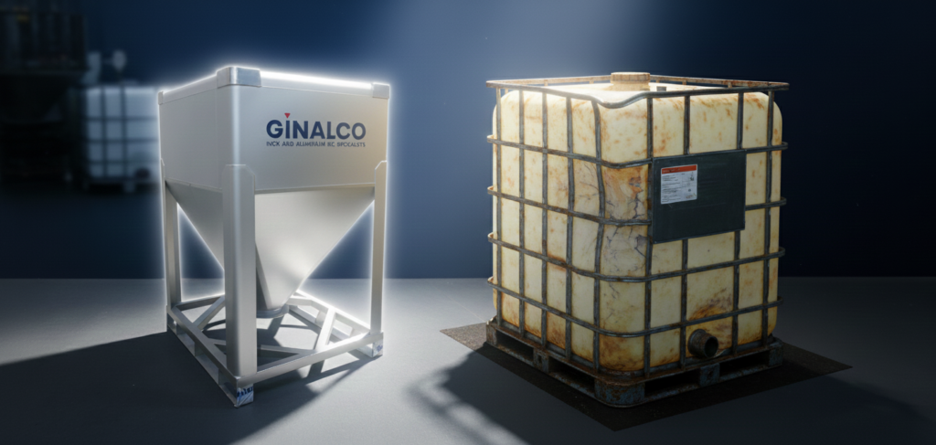 confronto eurobin ginalco acciaio inox con ibc plastica